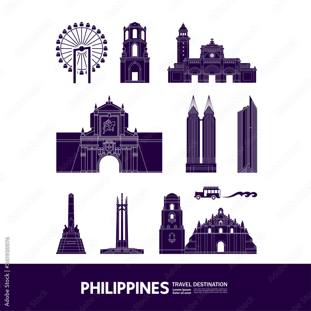 Philippines travel destination grand vector illustration. 
