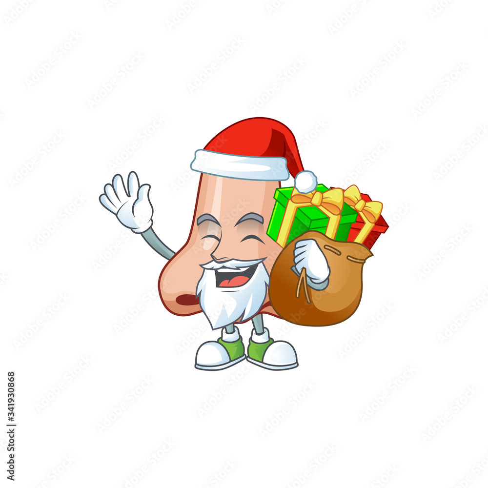 Obraz premium Santa nose Cartoon character design with sacks of gifts