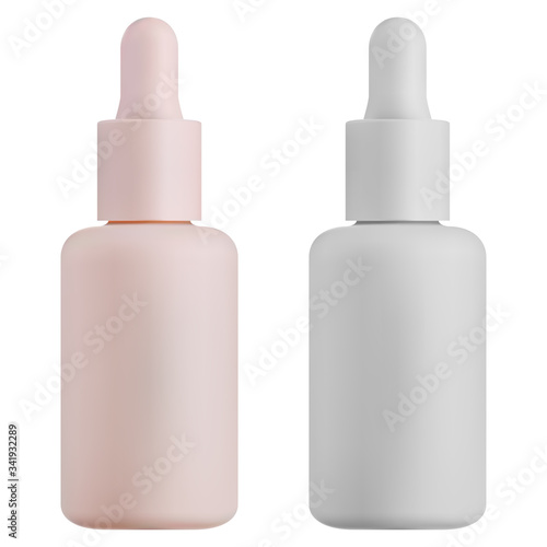 Dropper bottle isolated. Cosmetic serum eyedropper jar. Essential oil vial mock up template. Medical container for natural treatment. Vape packaging blank with eye drop