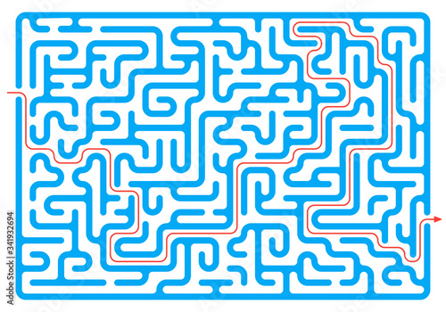 Labyrinth game. Maze or puzzle design. Find the way and right solution for exit. Vector illustration.