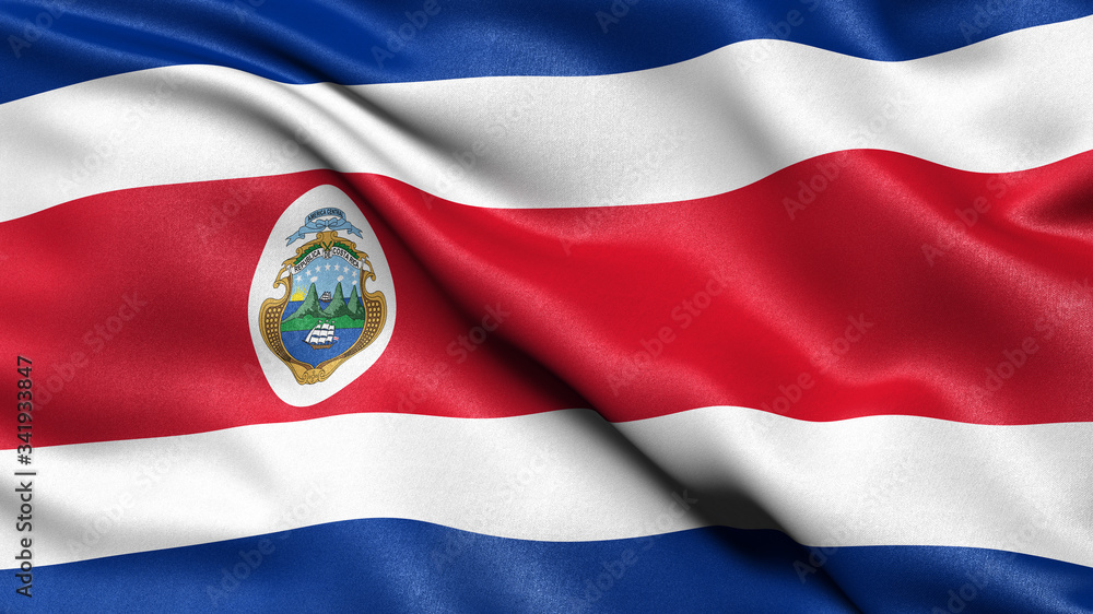 custom made wallpaper toronto digital3D illustration of the flag of Costa Rica waving in the wind.