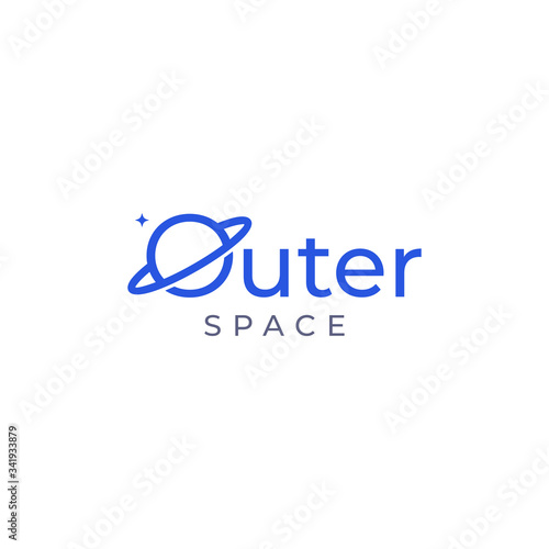 logo design modern wordmark with symbol outer space planet