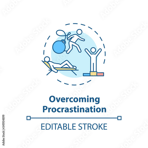 Overcoming procrastination concept icon