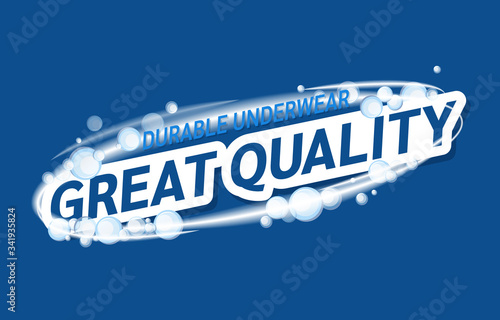 Washing clothes stickers set. Washing label -great quality. Advertising of clean linen, detergent, washing powder for home households vector