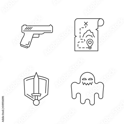 Common movie genres pixel perfect linear icons set