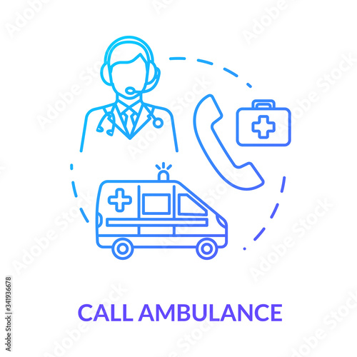 Ambulance team call concept icon