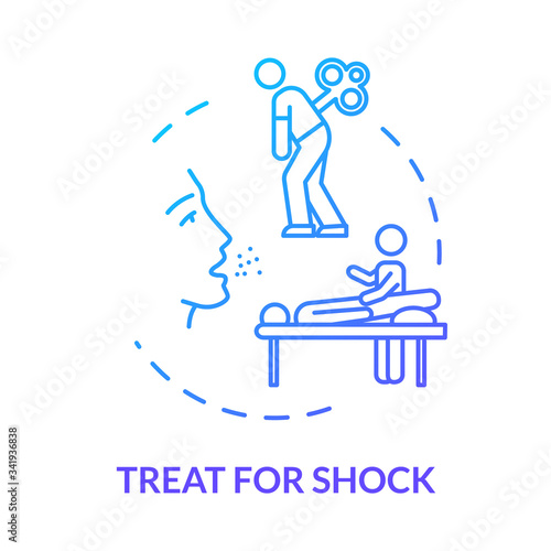 Shock treatment concept icon. Injury first aid, therapy step, rehabilitation