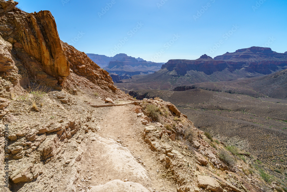 hiking the south kaibab trail in grand canyon national park, arizona, usa