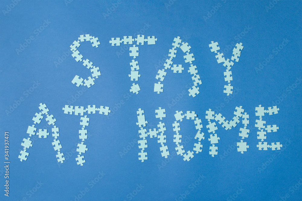 inscription stay at home made of puzzles inscription stay at home made of puzzles