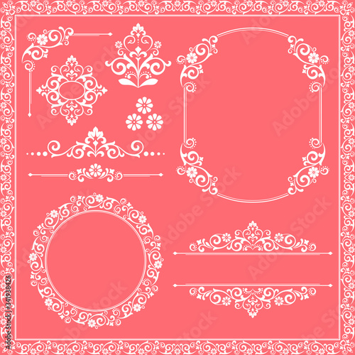 Vintage Set. Floral elements for design monograms, invitations, frames, menus and labels. Graphic design of the website, cafes, boutiques, hotels, wedding invitations.