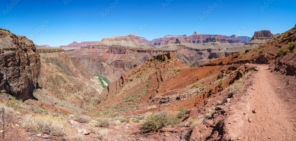hiking the south kaibab trail in grand canyon national park, arizona, usa hiking the south kaibab trail in grand canyon national park, arizona, usa
