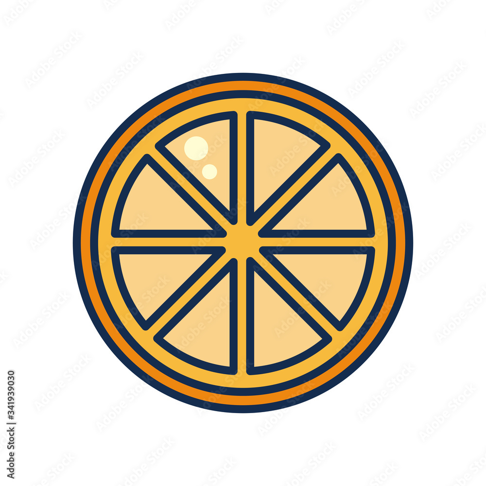 vegetables and fruits concept, orange slice icon, line and fill style vegetables and fruits concept, orange slice icon, line and fill style