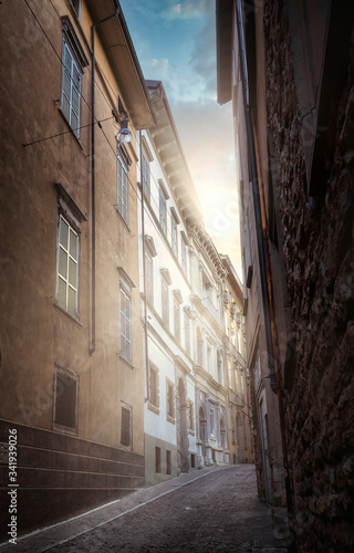 City view through the streets of Bergamo