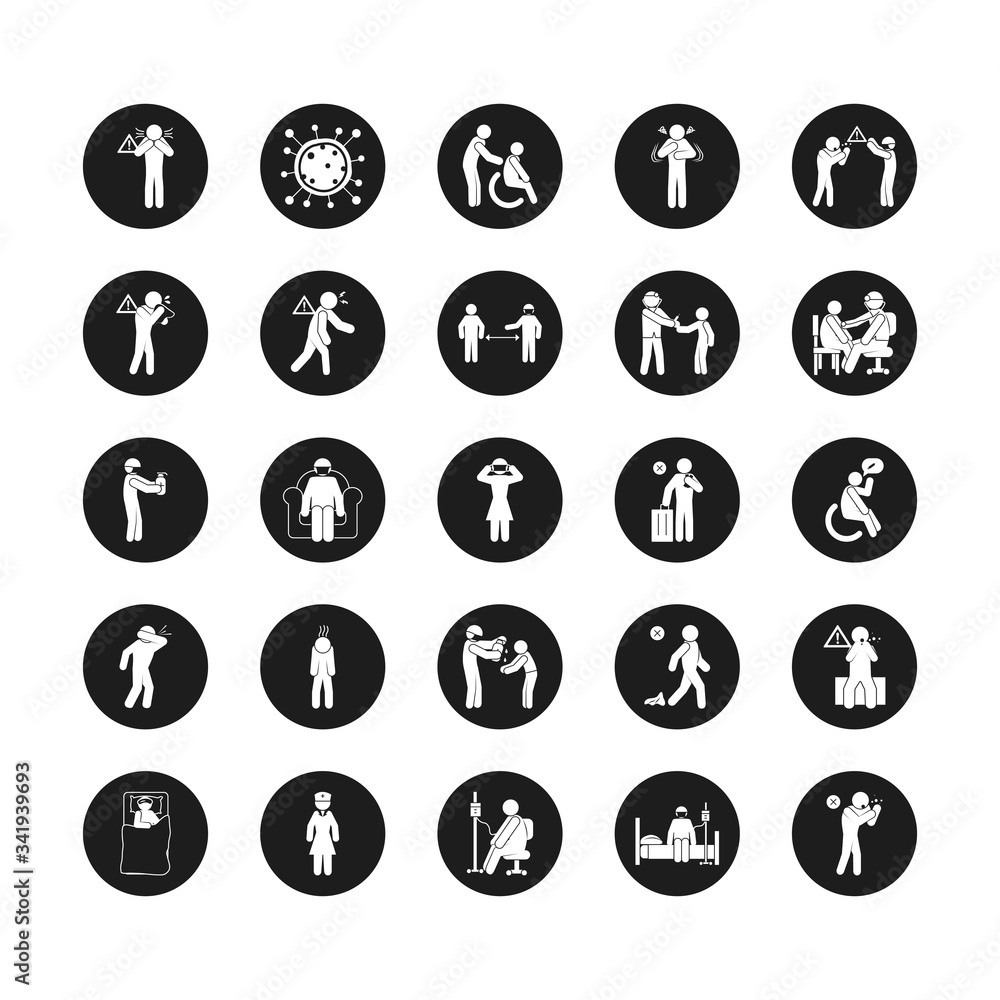 doctors and coronavirus and health icon set, silhouette style doctors and coronavirus and health icon set, silhouette style
