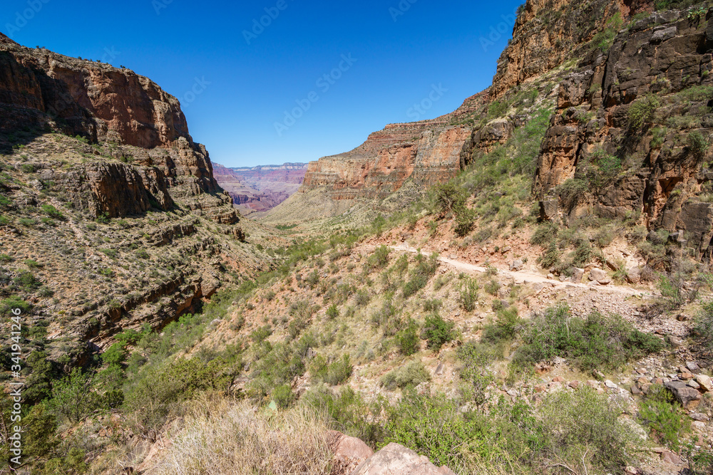 Fototapeta premium hiking the bright angel trail in grand canyon national park, arizona, usa