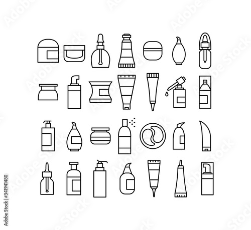 Skin care cosmetics and hygiene products icons set
