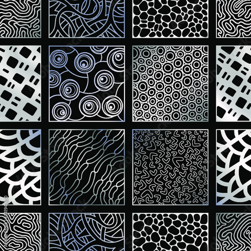 Vector doodle tile pattern. Hand-drawn mosaic seamless ornament.