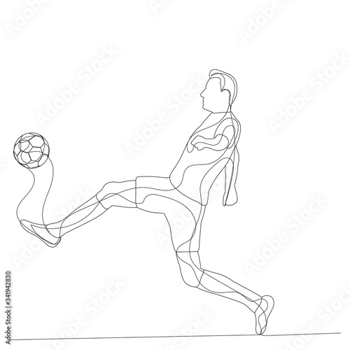 vector, on a white background, sketch with line of a running man, soccer player © zolotons