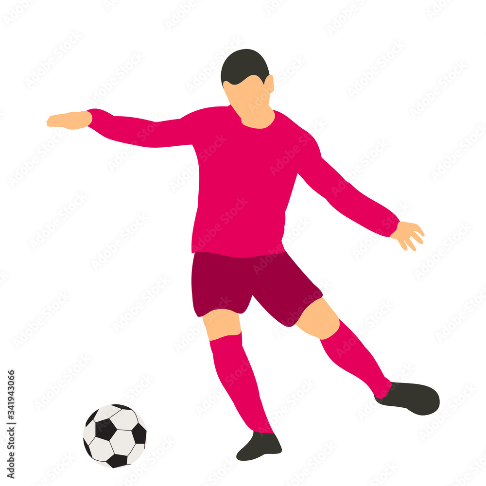 white background, silhouette in the flat style of a football player