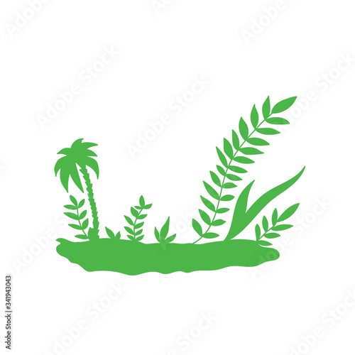 Wallpaper Mural Cartoon style tropical island with palms and exotic plants Torontodigital.ca