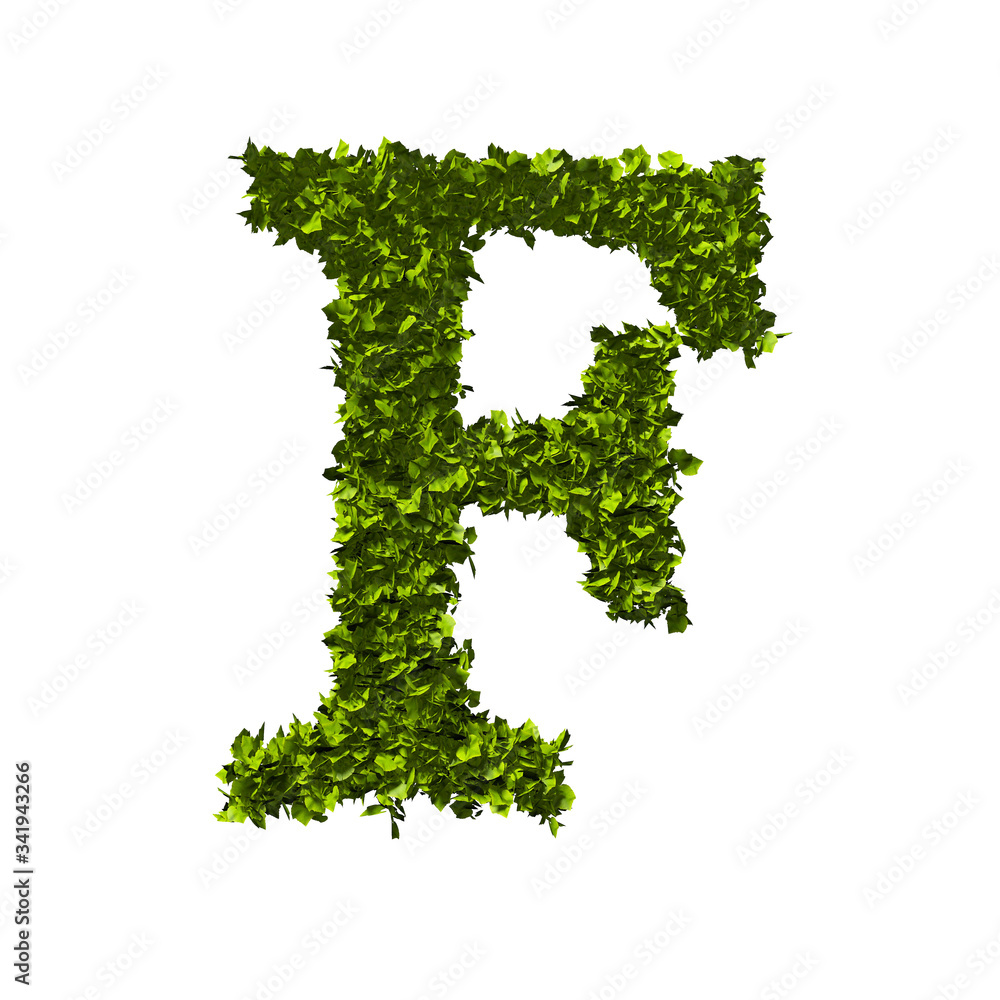 Letter F nature leaf alphabet. 3D Rendering Letter F nature leaf alphabet. 3D Rendering