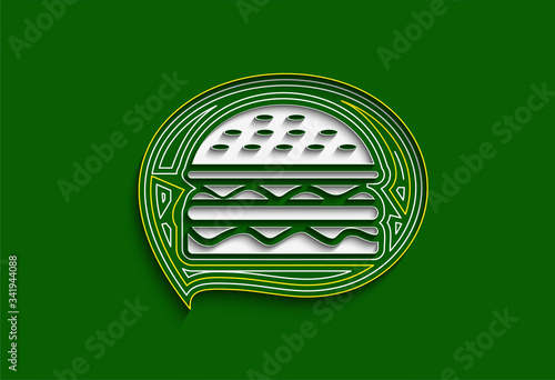 Burger - fast food concept, Line Art Vector illustration.