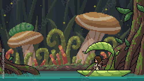 vector pixel art scene fantasy forest