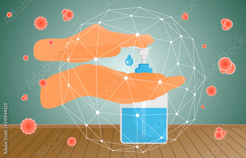 Hand Sanitizer   Bottle, alcohol bottle for hygiene. Alcohol rub sanitizer kill most bacteria and stop some viruses such as corona virus.