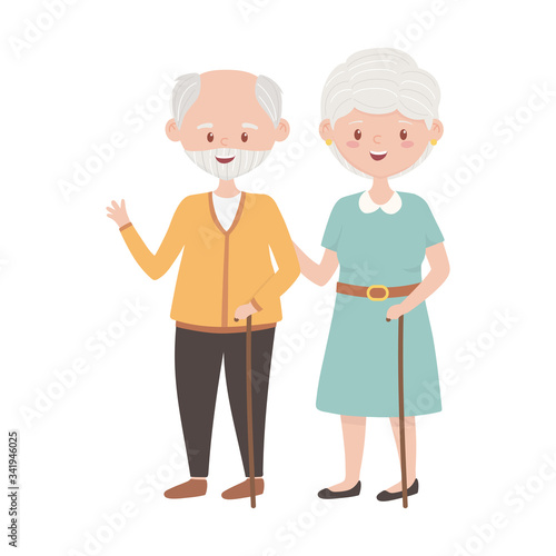 Isolated grandmother and grandfather avatar vector design