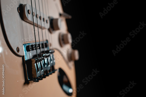 Electric guitar stratocaster closeup detail, macro abstract