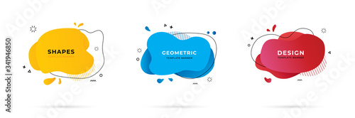 Set of abstract modern geometric graphic element banners. Dynamical colored forms and line with flowing liquid shapes. Template for the design of a logo, flyer or presentation - vector illustration