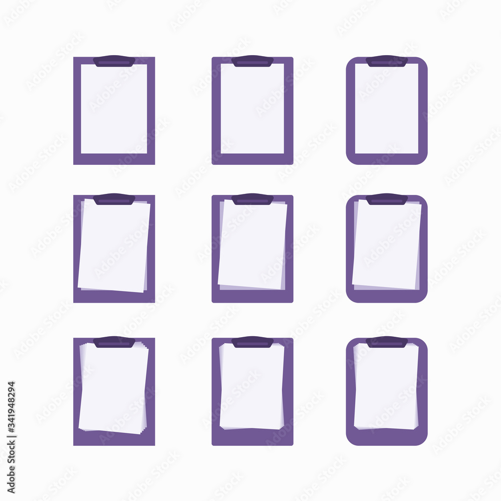 Folder with blank white sheet of paper mockup. Holder. Tablet for documents. Flat design. Vector illustration Folder with blank white sheet of paper mockup. Holder. Tablet for documents. Flat design. Vector illustration