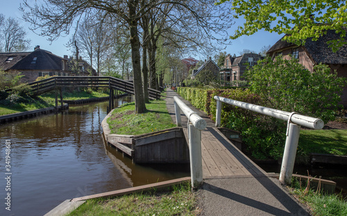 Giethoorn Overijssel Netherlands. During Corona lock-down. Empty streets, paths, bridges and canals. © A