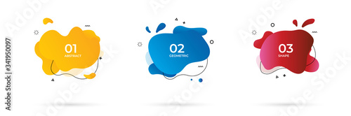 Set of abstract modern geometric graphic element banners. Dynamical colored forms and line with flowing liquid shapes. Template for the design of a logo, flyer or presentation - vector illustration