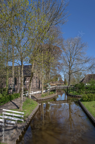 Giethoorn Overijssel Netherlands. During Corona lock-down. Empty streets, paths, bridges and canals. 