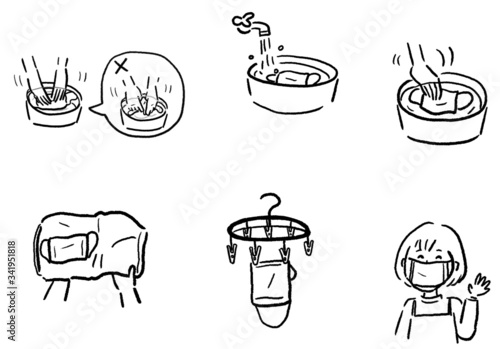 布マスクを洗う手順（普通よごれ）