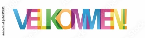 Text Velkommen in Norwegian (Norway) in colorful design.