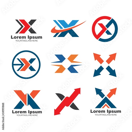 x letter arrow icon logo vector illustration