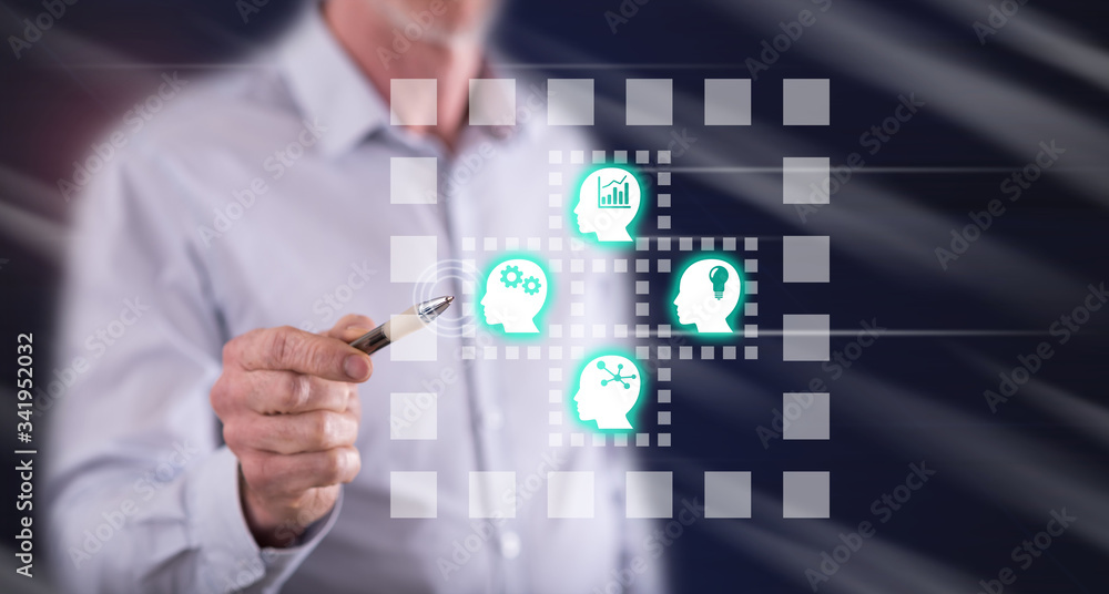 Man touching a business optimization concept Man touching a business optimization concept