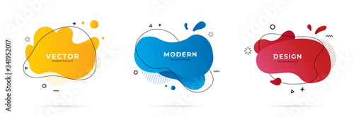 Set of abstract modern geometric graphic element banners. Dynamical colored forms and line with flowing liquid shapes. Template for the design of a logo, flyer or presentation - vector illustration