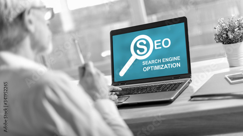 Search engine optimization concept on a laptop screen