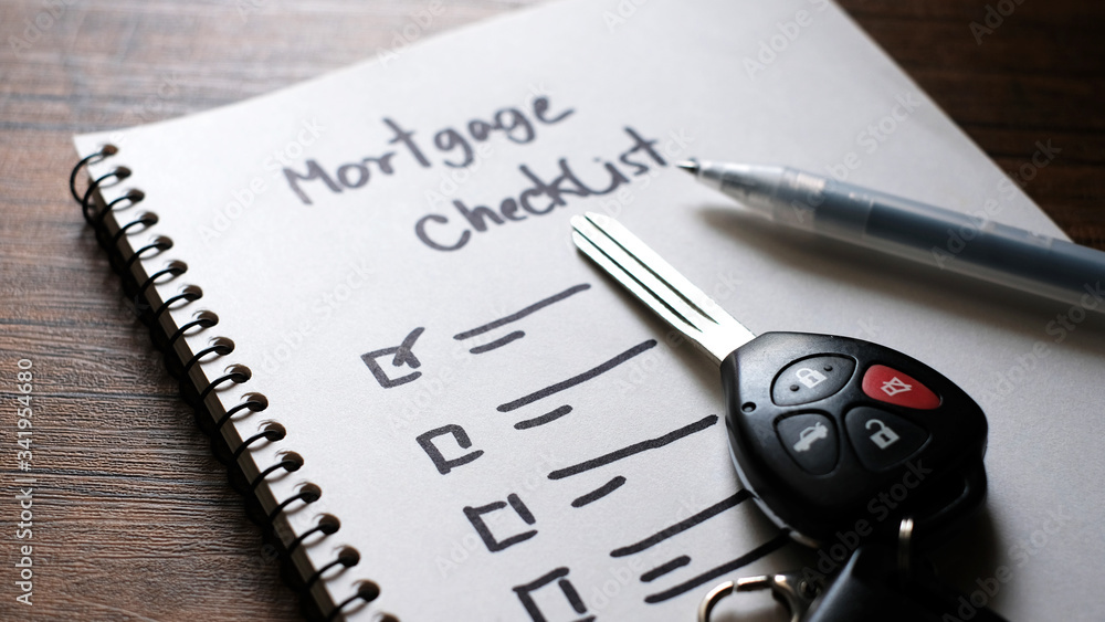 custom made wallpaper toronto digitalCar keys with mortgage checklist, business concept.