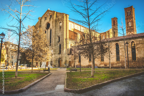 Italy local landmarks of emilia romagna region - Bologna - Piazza San Francesco square and church