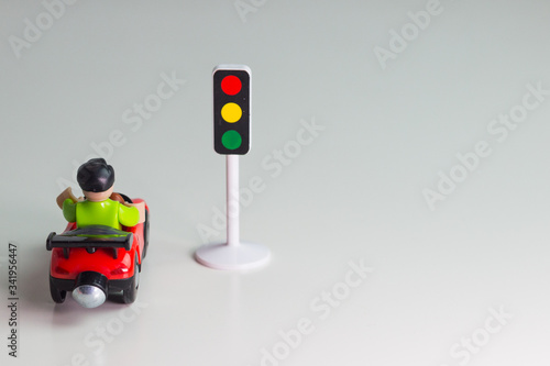 traffic light on a white background. Car toy