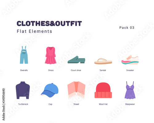 Clothes and Outfit flat style elements