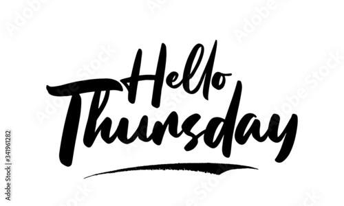 Hello Thursday Calligraphy Black Color Text On White Background