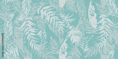 Seamless tropical pattern with palm leaves