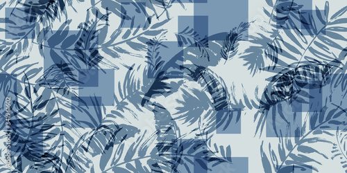 Seamless tropical pattern with palm leaves
