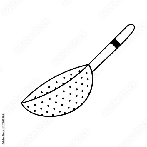 Vector doodle colander. Cooking, kitchen utensils, home elements. Hand drawn doodle illustration isolated on white background.