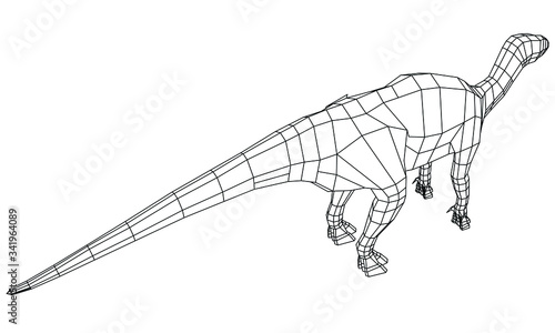 Dinosaur polygonal lines illustration. Abstract vector dinosaur on the white background © kurtcan